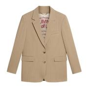 Golden Goose Randig Jacka med Hornknappar Beige, Dam