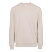 Iceberg Puder vit crewneck slim fit sweatshirt med logo Beige, Herr