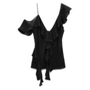 Dorothee Schumacher Genomskinlig Twist Topp med Volanger Black, Dam