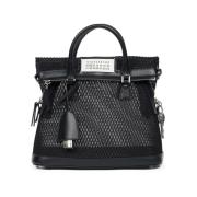 Maison Margiela Svart Mesh Design Handväska med Nyckelcharm Black, Dam