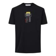 Iceberg Svart stretch bomull T-shirt med Spongebob-tryck Black, Herr