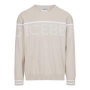 Iceberg Isfärgad crewneck-tröja i Mak? bomull med tvåfärgat jacquardar...