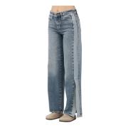 Armani Exchange Kontrastpanel Wide Leg Denim Jeans Blue, Dam