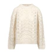 Semicouture Krämig Ullblandning Broderad Tröja Beige, Dam