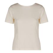 Nina Ricci Bomull Crew-neck T-shirt Öppen Rygg Beige, Dam