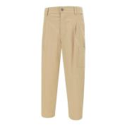 Drole de Monsieur Beige Cropped Twill Byxor Beige, Herr