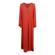 Max Mara Studio Korall Kimono Stil Lång Klänning Red, Dam