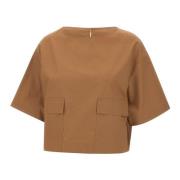 KAOS Brun Poplin Blus med Raglanaxlar Brown, Dam