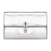 Coccinelle Silverläder Clutch med Avtagbar Rem Gray, Dam