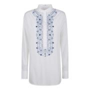 Ermanno Scervino Vit Broderad Koreansk Krage Skjorta White, Dam