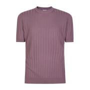 Eleventy Bomull Crepe Crewneck Halv Ärm Skjorta Purple, Herr