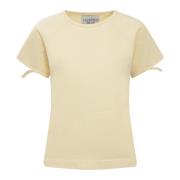 Laurence Bras Broderad Crewneck T-shirt med ärmdetalj Beige, Dam