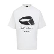 Balenciaga Avslappnad Bomull T-shirt White, Herr