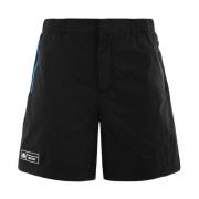 Kappa Mäns vävda shorts med vattentäta dragkedjefickor Black, Herr