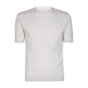 Eleventy Bomull Crewneck Flat Ribbed T-shirt Beige, Herr