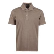 Fay Beige Bomull Polo Skjorta med Logotyp Brown, Herr