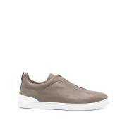 Ermenegildo Zegna Brun Slip-On Sneakers Platta Gummisula Brown, Herr