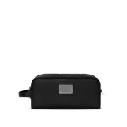 Dolce & Gabbana Logo-Plaque Wash Bag i Nylon och Läder Black, Herr