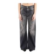 Acne Studios Svarta Bomulls Jeans A00513 Black, Dam