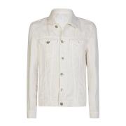 Eleventy Denimjacka i linne regular fit Beige, Herr