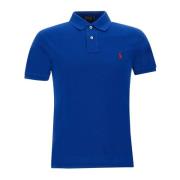 Polo Ralph Lauren Blå Piqué Bomull Polotröja Blue, Herr