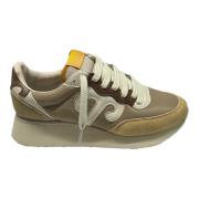 Wushu Ruyi Sneaker i mocka och nylon, gummisula Beige, Dam