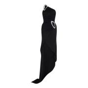 DAVID KOMA Kristallspänne One Shoulder Klänning Black, Dam