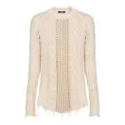 Balmain Ostrukturerad stickad tröja Beige, Herr