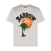 BARROW Off-White Logo Print Bomull T-Shirt White, Herr