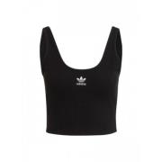 Adidas Originals Räfflad Crop Top Bomullstank Black, Dam