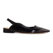 Mara Bini Svarta läder slingback sandaler spetsig design Black, Dam