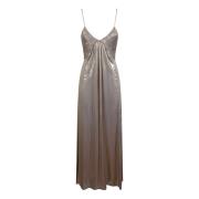 Zadig & Voltaire Guld Lurex Crepe de Chine Klänning Gray, Dam