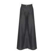 KAOS Svarta Wide Leg Byxor med Metalliska Detaljer Black, Dam