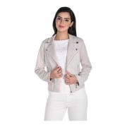 Frank Lyman Biker Style Jacka med Dragkedjedetaljer Beige, Dam