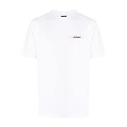 Jacquemus Vit Bomull T-shirt med Crewneck White, Herr