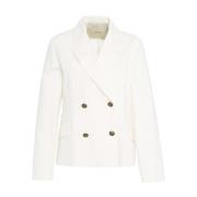 Jucca Vit Dubbelknäppt Blazer Stilig Denim White, Dam