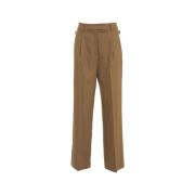 PT01 Lyxiga Brun Plisserade Byxor Aw24 Brown, Dam