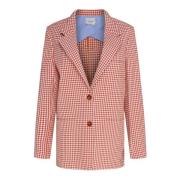 Alysi Rutig Tegel Röd Blazer Pink, Dam