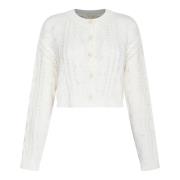 Twinset Vit Flätad Kofta White, Dam