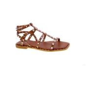 Bibi Lou Studded Vegan Leather Sandals Brown, Dam