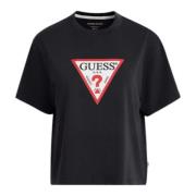 Guess Ekologisk Bomull Boxy T-shirt Black, Dam