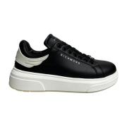 Richmond Svart läder sneaker med vitt logotyp Black, Herr