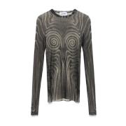 Jean Paul Gaultier Svart Crew Neck Tröja Mesh Foder Black, Dam