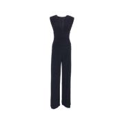 Norma Kamali Blå Bred Ben Jumpsuit Blue, Dam