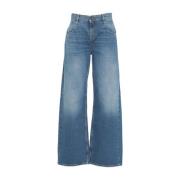 Cycle Blå Wide Leg Låg Midja Jeans Blue, Dam