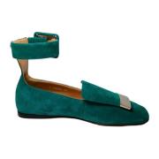 Sergio Rossi Läder Loafers Green, Dam