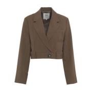 Second Female Brun Cropped Blazer Aw24 Chic Stil Brown, Dam