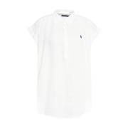 Polo Ralph Lauren Vit Linne Popover Skjorta White, Dam