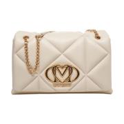 Love Moschino Vit Quiltad Axelväska White, Dam