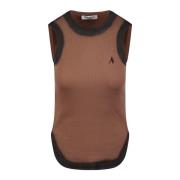 The Attico Terrakotta Tanktop med Logobroderi Brown, Dam